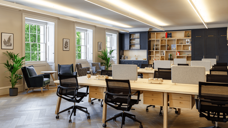 5 St James's Square's grand private office with stately furnishings 